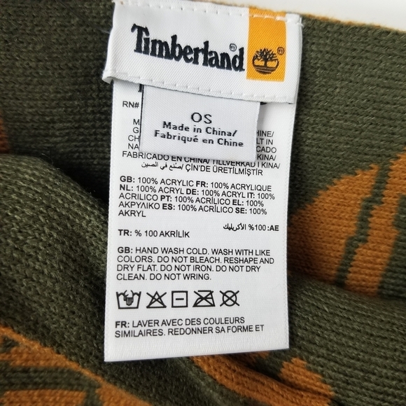 Timberland Men's Logo Jacquard Scarf and Reversible Beanie Hat 2 Piece Set NWT - Picture 8 of 12